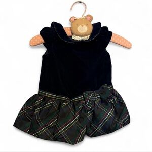 Plaid Dress with Velvet Top